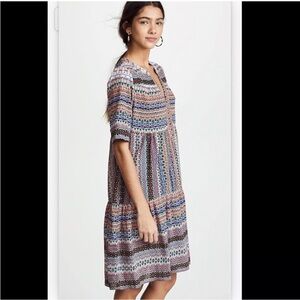 Xirena Billie Print Partial Button Down Boho Dress size XS